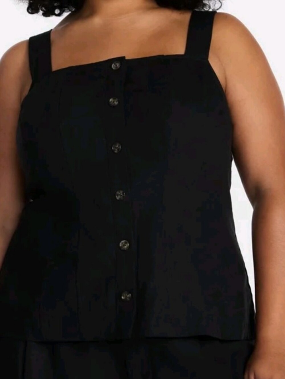 Black Button-Front Tank Top - Women